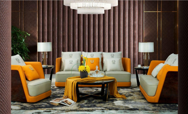 Wunnlandschaft Sofa Këssen Sofagarnitur 321 Sëtzer Dësch 4-Stéck Set