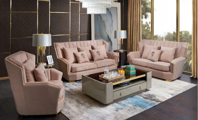 Luxus Miwwel Sofa Garnitur Canapé Sofa Polster 321 Sëtzer Dësch Canapéen