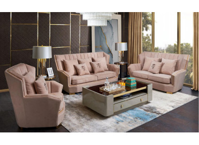 Luxus Miwwel Sofa Garnitur Canapé Sofa Polster 321 Sëtzer Dësch Canapéen