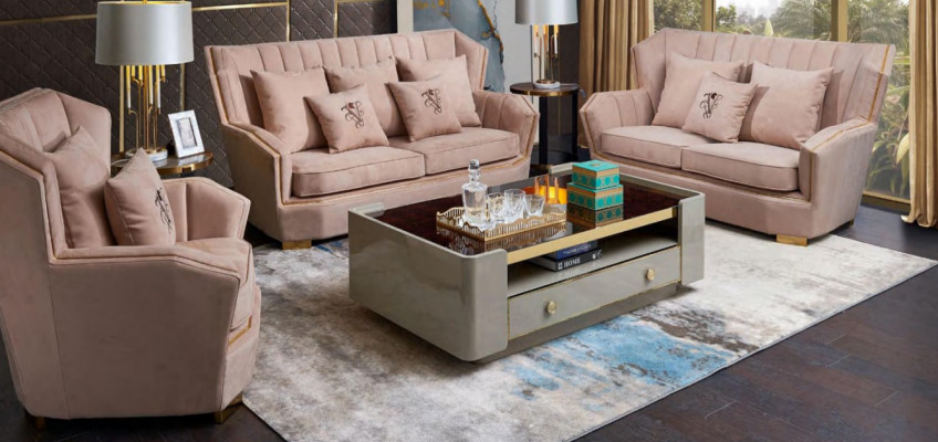 Designer Dëscher Sofadësch Holz Dësch Niewendësch Niewendëscher Canapé Sofa Nei