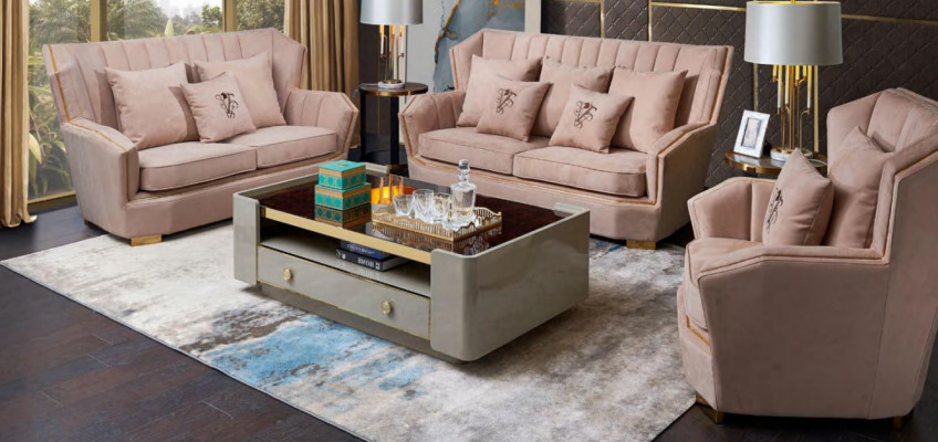 Designer Dëscher Sofadësch Holz Dësch Niewendësch Niewendëscher Canapé Sofa Nei