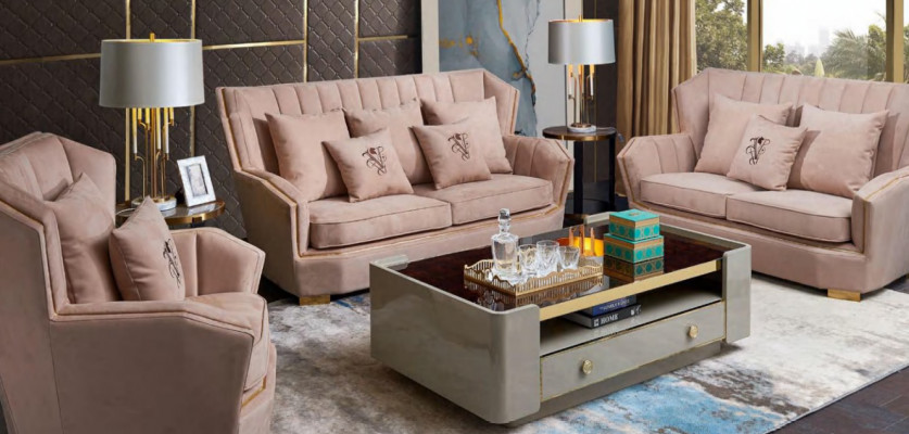 Designer Dëscher Sofadësch Holz Dësch Niewendësch Niewendëscher Canapé Sofa Nei