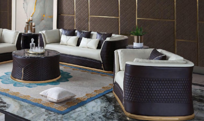 Canapé Dësch Kaffi Bäizstell Design Dekorativ Modern Ronn Wunnzëmmer Ronn