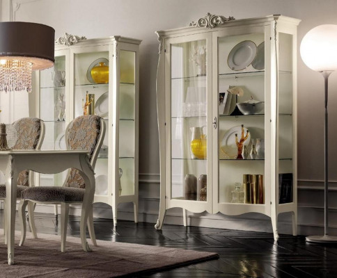 Vitrine Massivholzmiwwelen Glas Schaf Schief Vitrinen Wunnzëmmer Konsol Neit