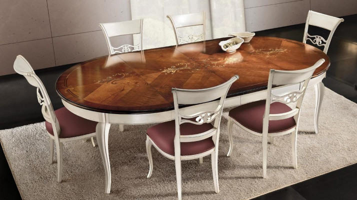 Komplett Set Iessdësch 6x Still Iesszëmmer Set Iess Grupp Holz Dësch Dëscher 7tlg