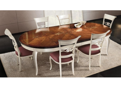 Komplett Set Iessdësch 6x Still Iesszëmmer Set Iess Grupp Holz Dësch Dëscher 7tlg
