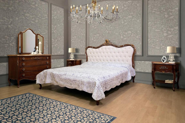 Schlofkummer Design Klassesch Luxus Miwwelen Modern Bett 2x Nuetsdësch 4-Deeler Set
