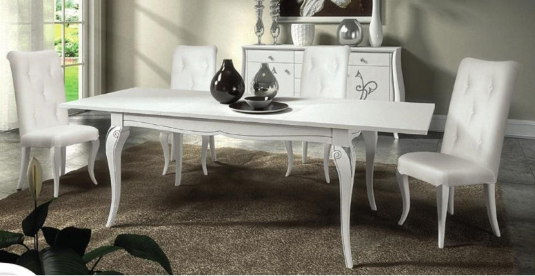 Iessdësch Auszéihedësch XXL Dëscher Modern Holz Iess Iesszëmmer Design Wäiss Nei