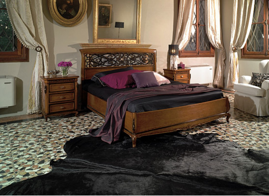 Bett Duebelbett Design Schlofzëmmer Massivholz Vaccari cav giovanni Miwwelen Nei
