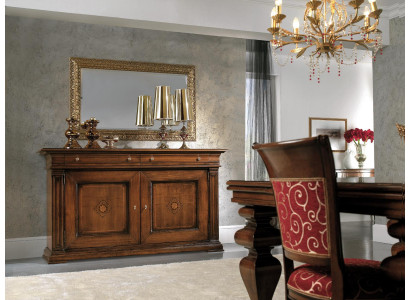Massivholz Kommode mat Spigel Sideboard Kommoden Set Italienesch Miwwelen 2tlg.