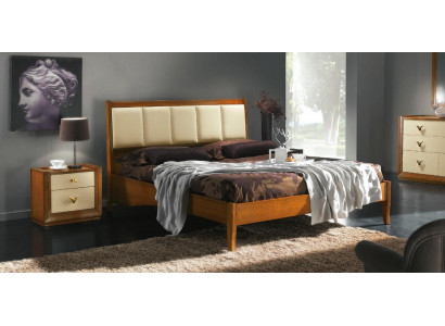 Luxus Set 3-deel. Schlofzëmmer Bett Nuetsdësch Bedden Duebel Holz Bettgestell Neit