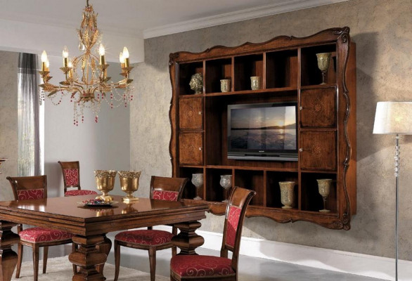 Wunnzëmmer Wandkiche Vitrinn Holz Wunnzëmmermiwwele TV Schaf Wand Design Neit