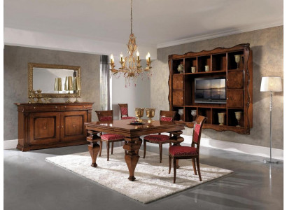 Design Iesszëmmer Set Garnitur Holz Miwwel Kommode 4x Stull Dësch Komplett 7tlg.