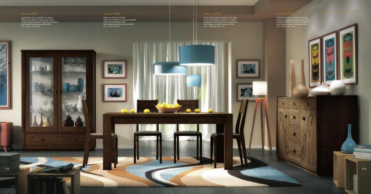 Iess Grupp Set 7-Stéck. Iesszëmmer Iessdësch Stull Kommode Vitrine Dësch Dëscher Holz