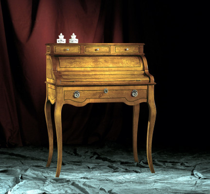 Dëscher Schreifdësch Büro Dësch Eedelt Holz Barock Rokoko Antik Stil Miwwelen Luxus