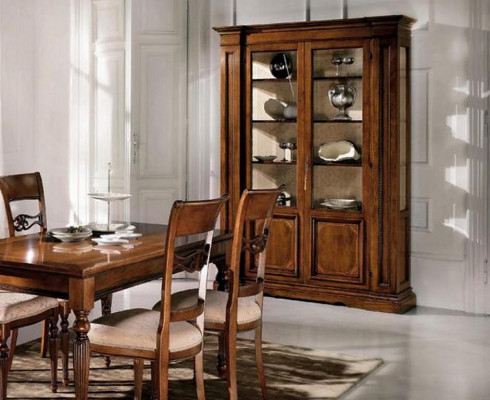 Vitrinn Holz Luxus Schranken Klassesch Buffet Design Miwwel Italienesch Braun
