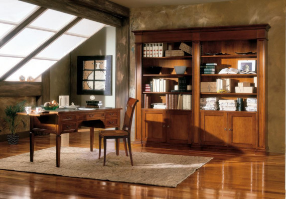 Büro Miwwelen Ausrüstung Dësch Aarbechtszëmmer Bicherregal 2-deelech Set Italien