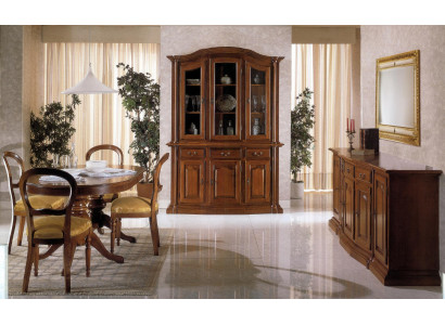 Design Iesszëmmer Set Garnitur 7tlg Holz Miwwelen Kommode 4x Stull Dësch Vitrin Nei