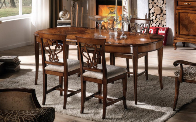 Miwwelen Ariichtung Grupp Dësch + 4 Stull Set 5tlg. Iessdësch Set Iesszëmmer