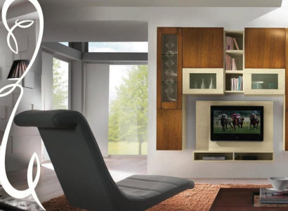 Wunnzëmmer RTV Wärtschaf Rack TV Holz Schief Vitrin Wand Regaler Italien Nei