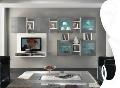 Wandwand RTV Wandkabinett Regal Wunnzëmmer TV Holz Schief Vitrin Wand Regaler