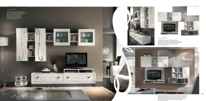 Wunnwand Vitrine RTV Sideboard Schaf Wand Modern TV Holz Garnitur Set Miwwelen