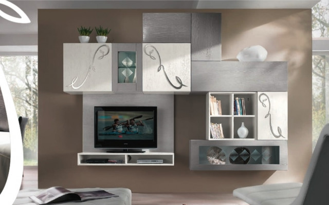 rtv Wunnwand Vitrin Sideboard Schaf Wand Modern tv Holz Garnitur Set Miwwelen