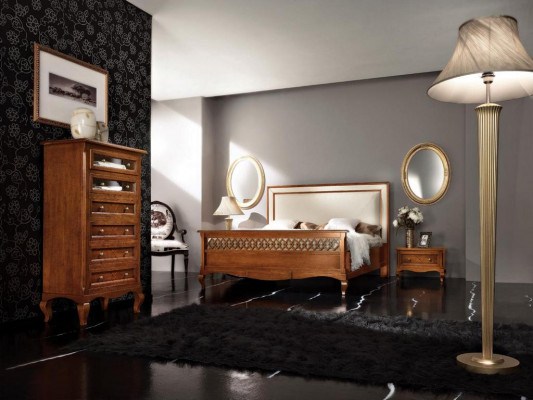 Schlofzëmmer Miwwel Set Garnitur Italienesch Miwwelen Nuetsdësch Massivt Holz 3tlg