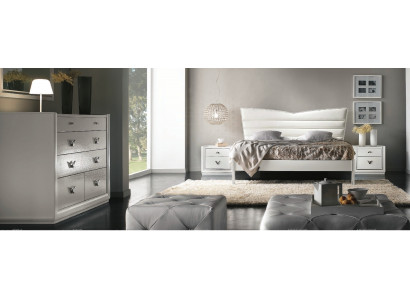 Garnitur Set 4-stéck Schlofzëmmer Bett Nuetsschaf Kommode Grupp Duebelbetter Luxus