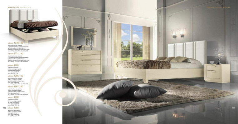 Garnitur Set Schlofzëmmer Bett Nuetsdësch Kommode Spigel Luxus Holz Design 5-Stéck