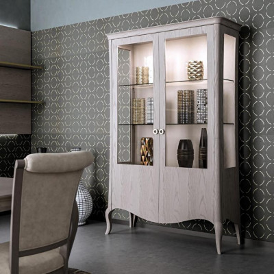 Glasvittrin Wunnzëmmer Sideboard Vitrin Iesszëmmer Sideboard Holzschiefen Miwwelen