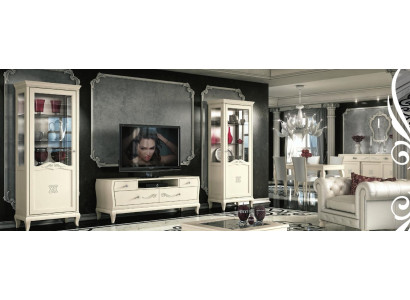Luxus RTV Set Wunnzëmmer Vitrine TV Modern Holz Miwwel Schaf Stil Schief 3tlg