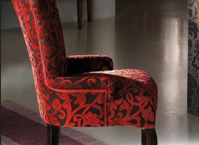 Wunnzëmmer Lehnstillen Luxus Fauteuil Still Holz Braun Italienesch Miwwelen Polster.