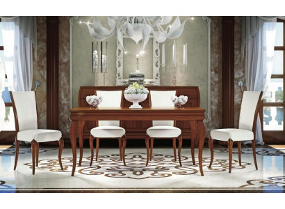 Salle à manger Iessdësch Stull Auszéibar Dësch Dëscher Grupp Holz Design Set 5-delig.