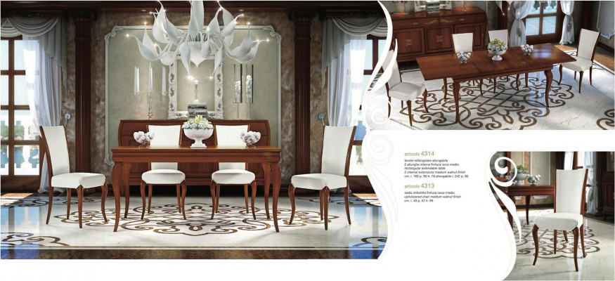 Salle à manger Iessdësch Stull Auszéibar Dësch Dëscher Grupp Holz Design Set 5-delig.