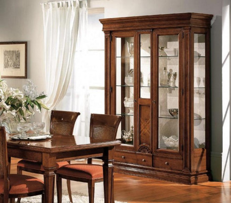 Holz Vitrine Glas Schaf Echt Holz Beweeglech Vitrine Wunnzëmmer Miwwelen Massiv
