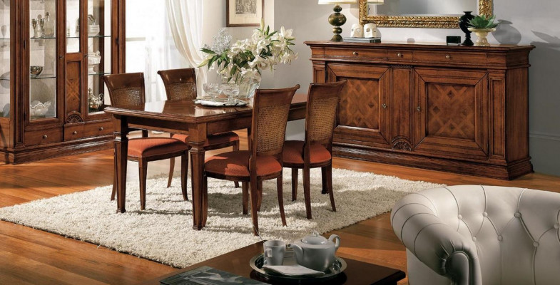 Iesszëmmer Iessdësch Still Kommode Vitrinn Grupp Garnitur Holz Braun 7 tlg. Set
