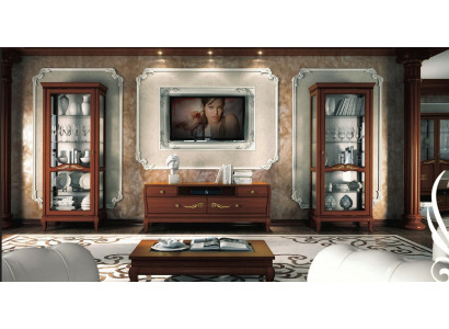 rtv Set 3-tëg. Wunnzëmmer Vitrinn TV Modern Holz Miwwelen Schaf Stil Neie Grupp