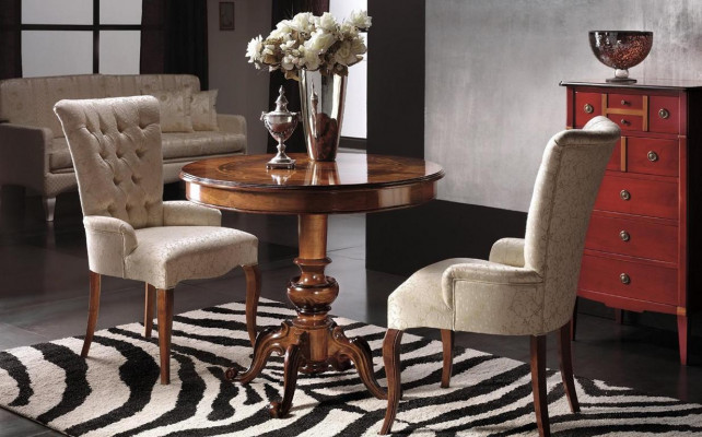 Ronnd Iessdësch Holz Dësch Modern Miwwelen Wunnzëmmer Dëscher Iessdëscher