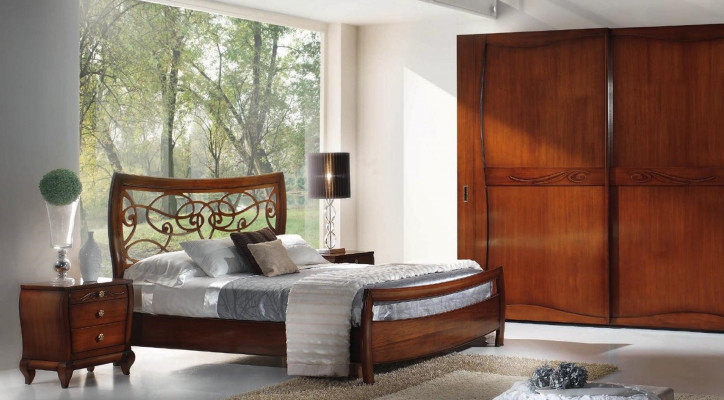 Schlofzëmmer Bett Nachtdësch Better Duebel Hotel Design Holz Garnitur Set 3tlg.