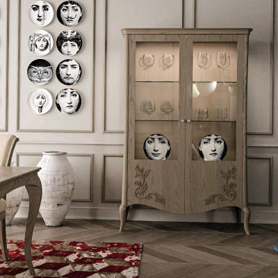 Wunnzëmmer Kommode Glas Schaf Vitrin Iesszëmmer Kommode Holz Schief Miwwelen