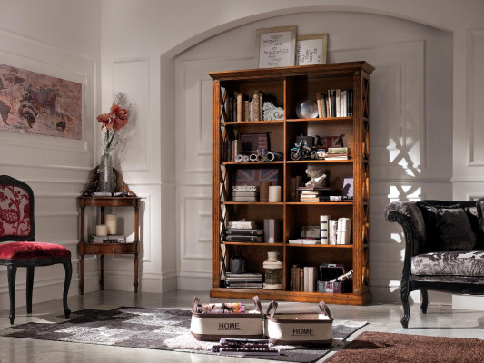 Wunnzëmmer Vitrin Schaf Bücher Regal Anrichte Klassesch Miwwelen Regaler Holz