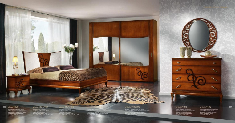 Schlofkummer Bett Nuetsdësch Gaderobeschaf Kommod Spigel Luxus Nei Set 6tlg.