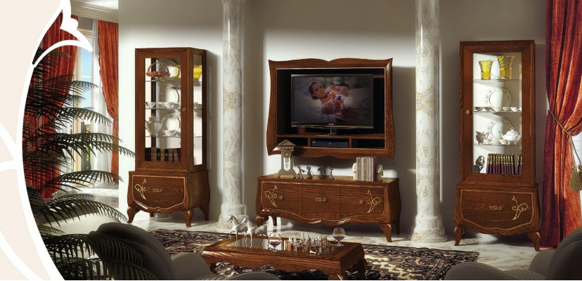 rtv Set Wunnzëmmer Vitrine tv Modern Holz Miwwel Schaf Stil Grupp Italienesch