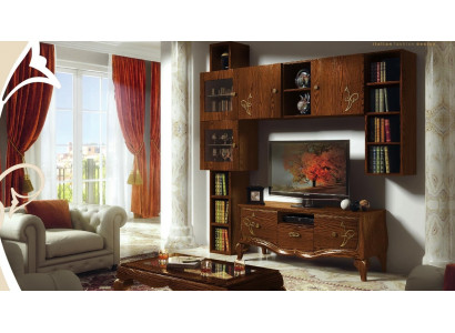 Klassesch Grupp RTV Set Wunnzëmmer Vitrine TV Modern Holz Miwwelen Schaf Stil