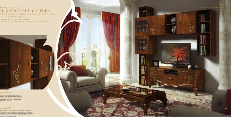 Klassesch Grupp RTV Set Wunnzëmmer Vitrine TV Modern Holz Miwwelen Schaf Stil