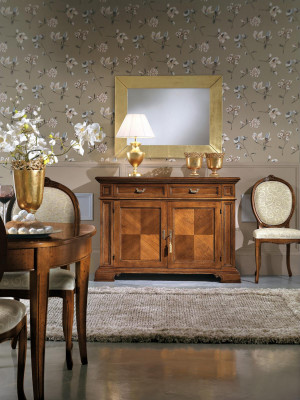 Kommod mat Spigel Konsole Miwwelen Kommoden Schaf Design Luxus Sideboard 2-Teiler.