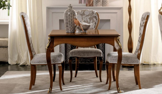 Komplett Set Iessdësch 4x Still Iesszëmmer Set Iess Grupp Holz Dësch Dëscher 5stéck