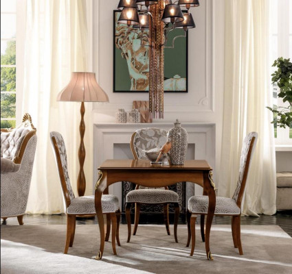 Komplett Set Iessdësch 4x Still Iesszëmmer Set Iess Grupp Holz Dësch Dëscher 5stéck