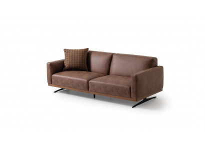 Modern Liederdivan Dreisëtzergarnitur Design Couch Wunnlandschaft brong